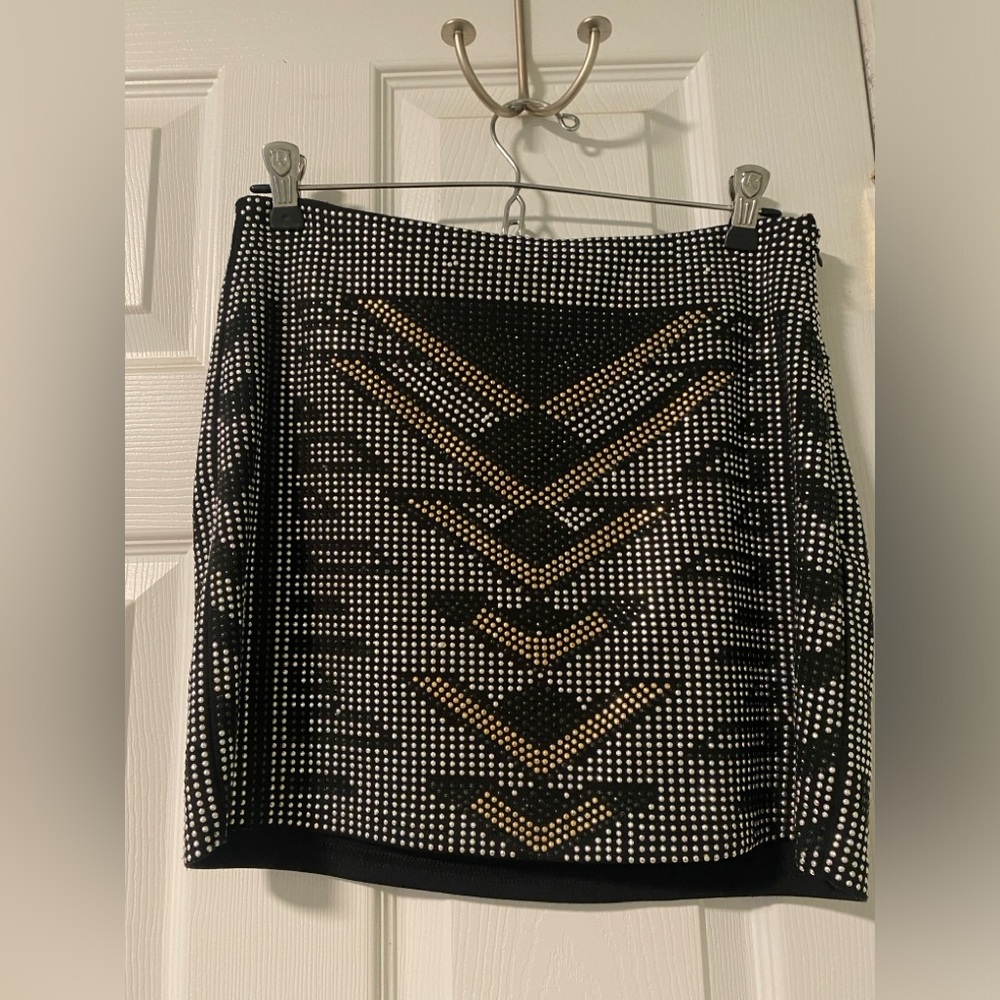 Rhinestoned mini skirt